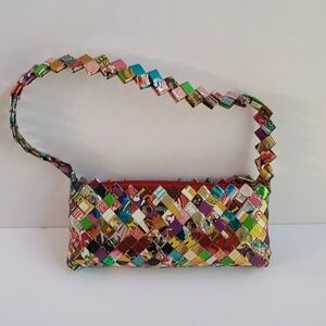 Candy Wrapper Purse Handbag Recycled Upcycled Handmade Metallic